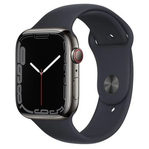 Apple Watch Series 7 45mm - Cellular - Aço Inoxidável Grafite | Bracelete Desportiva - Meia Noite