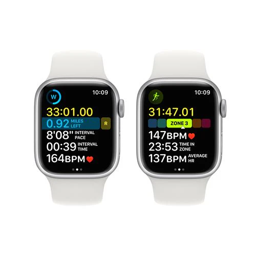 Apple Watch Series 8 GPS 41mm - Alumínio Prateado | Bracelete Desportiva - Branco - Image 5