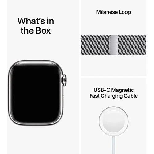 Apple Watch Series 8 GPS 41mm - Cellular - Aço Inoxidável Prateado | Bracelete Milanese Loop - Prateado - Image 6