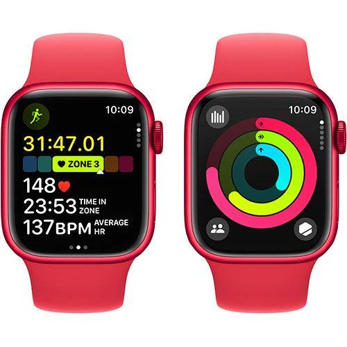 Apple Watch Series 9 GPS 41mm - Alumínio (Product) Red | Bracelete Desportiva (Product) Red - M/L - Image 4