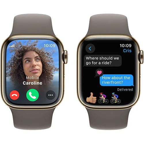 Apple Watch Series 9 GPS 41mm - Cellular - Aço Inoxidável Dourado | Bracelete Desportiva Argila - S/M - Image 3