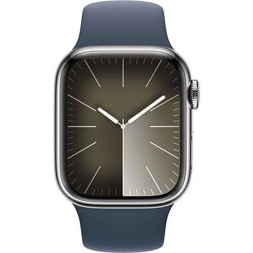 Apple Watch Series 9 GPS 41mm - Cellular - Aço Inoxidável Prateado | Bracelete Desportiva Azul trovoada - S/M - Image 2
