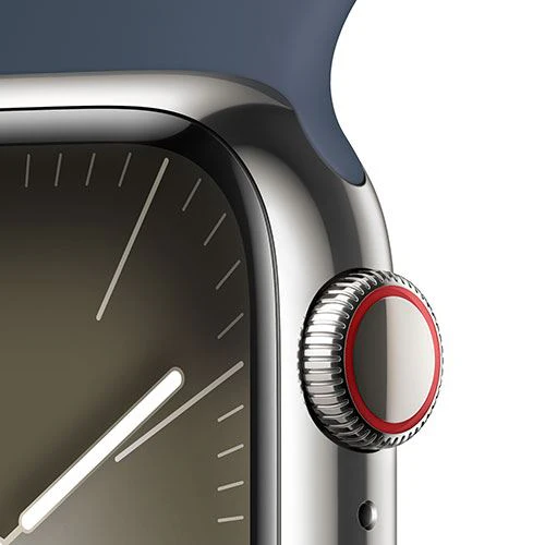 Apple Watch Series 9 GPS 41mm - Cellular - Aço Inoxidável Prateado | Bracelete Desportiva Azul trovoada - S/M - Image 5