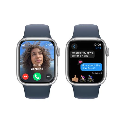 Apple Watch Series 9 GPS 41mm - Cellular - Alumínio Prateado | Bracelete Desportiva Azul trovoada - M/L - Image 4