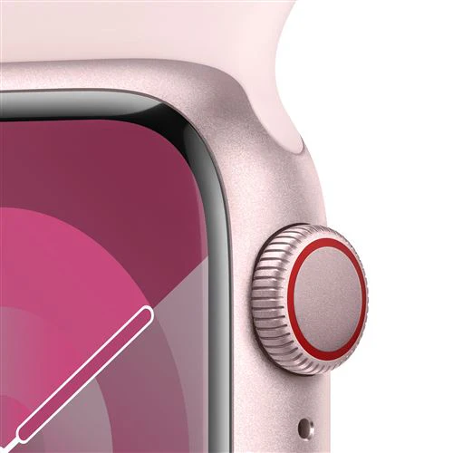 Apple Watch Series 9 GPS 41mm - Cellular - Alumínio Rosa | Bracelete Desportiva Rosa Claro - M/L - Image 3
