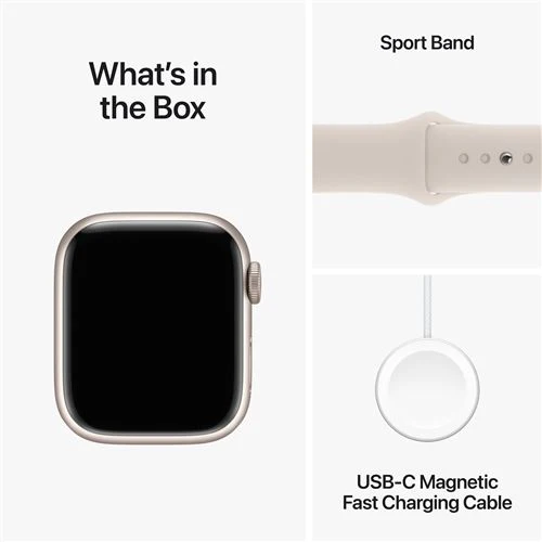 Apple Watch Series 9 GPS 41mm - Alumínio Luz das estrelas | Bracelete Desportiva Luz das estrelas - S/M - Image 6