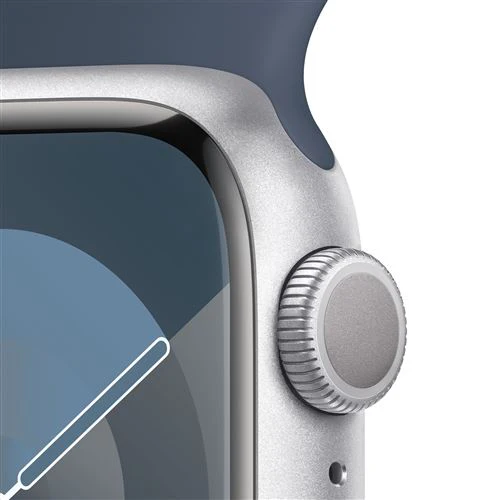 Apple Watch Series 9 GPS 41mm - Alumínio Prateado | Bracelete Desportiva Azul trovoada - M/L - Image 3