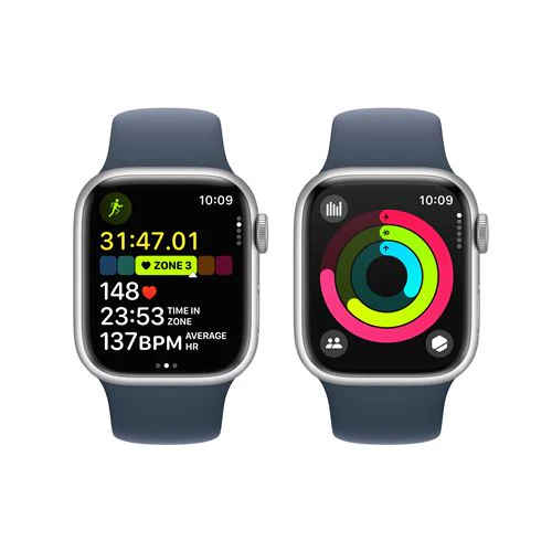 Apple Watch Series 9 GPS 41mm - Alumínio Prateado | Bracelete Desportiva Azul trovoada - M/L - Image 5