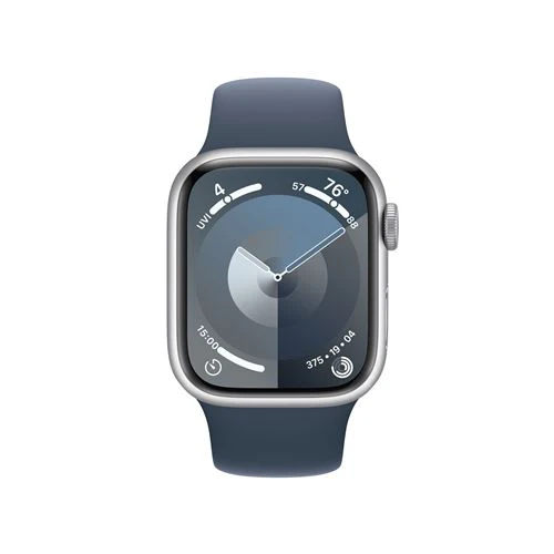 Apple Watch Series 9 GPS 41mm - Alumínio Prateado | Bracelete Desportiva Azul trovoada - S/M - Image 2