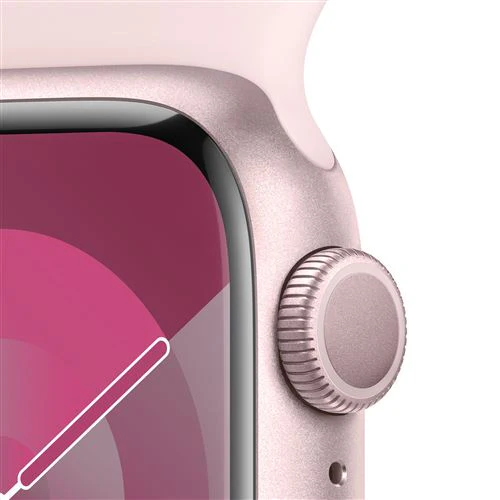 Apple Watch Series 9 GPS 41mm - Alumínio Rosa | Bracelete Desportiva Rosa Claro - S/M - Image 3