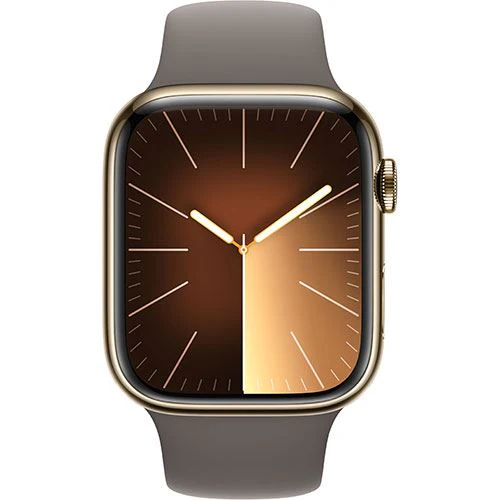 Apple Watch Series 9 GPS 45mm - Cellular - Aço Inoxidável Dourado | Bracelete Desportiva Argila - M/L - Image 2