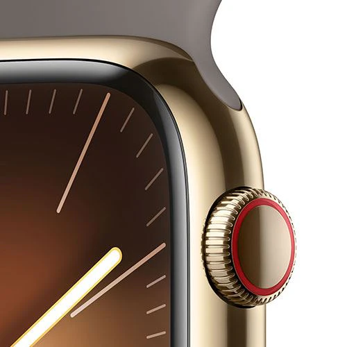 Apple Watch Series 9 GPS 45mm - Cellular - Aço Inoxidável Dourado | Bracelete Desportiva Argila - M/L - Image 5