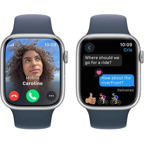 Apple Watch Series 9 GPS 45mm - Cellular - Aço Inoxidável Prateado | Bracelete Desportiva Azul trovoada - M/L - Image 3