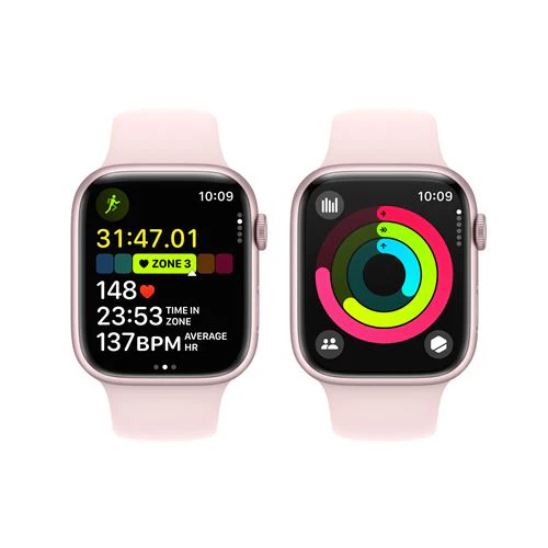 Apple Watch Series 9 GPS 45mm - Cellular - Alumínio Rosa | Bracelete Desportiva Rosa Claro - M/L - Image 5