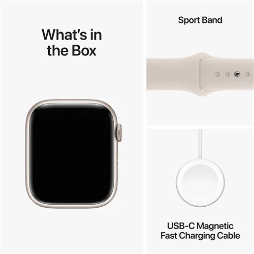 Apple Watch Series 9 GPS 45mm - Alumínio Luz das estrelas | Bracelete Desportiva Luz das estrelas - M/L - Image 6