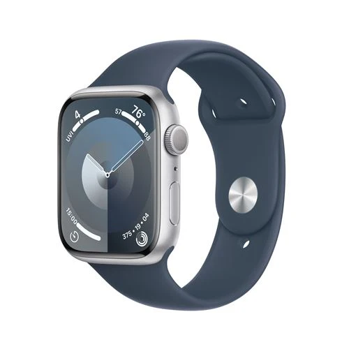 Apple Watch Series 9 GPS 45mm - Alumínio Prateado | Bracelete Desportiva Azul trovoada - M/L