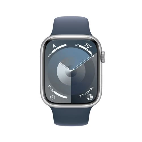 Apple Watch Series 9 GPS 45mm - Alumínio Prateado | Bracelete Desportiva Azul trovoada - M/L - Image 2