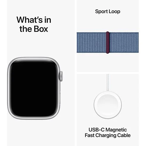 Apple Watch Series 9 GPS 45mm - Alumínio Prateado | Bracelete Loop Azul - Image 6