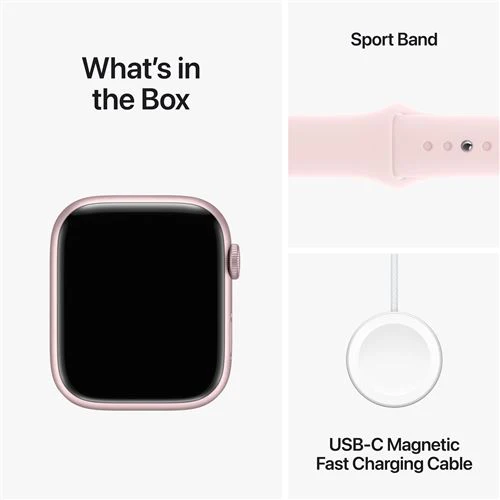 Apple Watch Series 9 GPS 45mm - Alumínio Rosa | Bracelete Desportiva Rosa Claro - M/L - Image 6