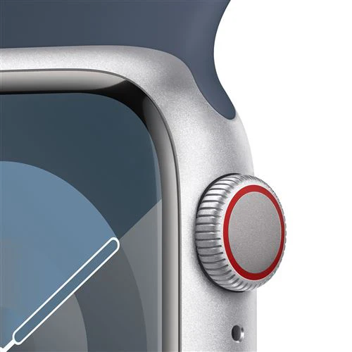 Apple Watch Series 9 GPS 41mm - Cellular - Alumínio Prateado | Bracelete Desportiva Azul trovoada - S/M - Image 3