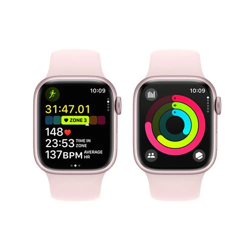 Apple Watch Series 9 GPS 41mm - Cellular - Alumínio Rosa | Bracelete Desportiva Rosa Claro - S/M - Image 5