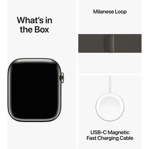 Apple Watch Series 9 GPS 45mm - Cellular - Aço Inoxidável Grafite | Bracelete Milanese Loop Grafite - Image 6