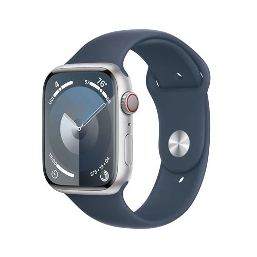 Apple Watch Series 9 GPS 45mm - Cellular - Alumínio Prateado | Bracelete Desportiva Azul trovoada - S/M
