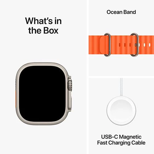 Apple Watch Ultra 2 GPS 49mm - Cellular - Titânio | Bracelete Ocean Band - Laranja - Image 4