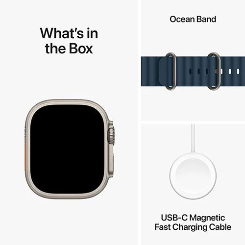 Apple Watch Ultra 2 GPS 49mm - Cellular - Titânio | Bracelete Ocean Band - Azul - Image 4