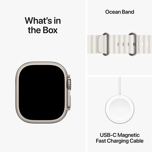 Apple Watch Ultra 2 GPS 49mm - Cellular - Titânio | Bracelete Ocean Band - Branca - Image 4