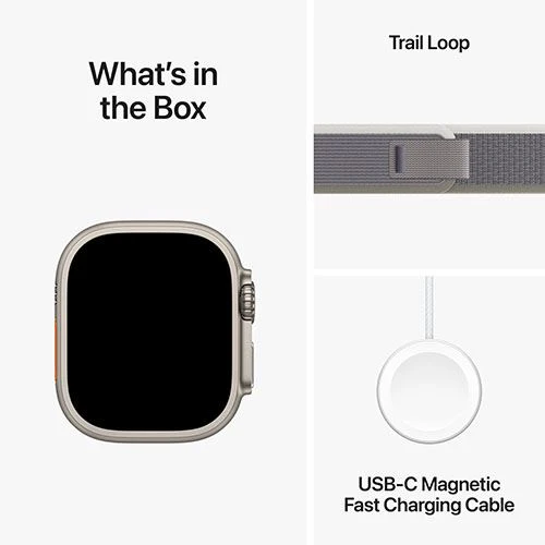 Apple Watch Ultra 2 GPS 49mm - Cellular - Titânio | Bracelete Loop Trail - Verde | Cinzento - S/M - Image 4