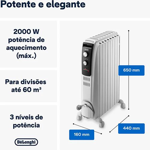 Aquecedor a Óleo DeLonghi Dragon4 TRD40820 - Branco - 2000W - Image 2