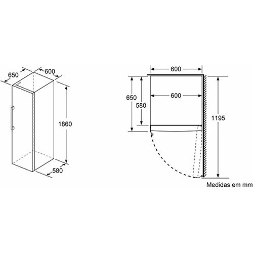 Arca Congeladora Vertical Siemens GS36NVIEP iQ300 | 186x60x65 cm | 242 L | E | Aço antidedadas - Image 8