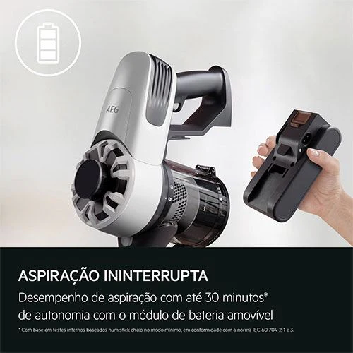 Aspirador Vertical AEG AP31CB18IW | 18 V | 30 Min. | Cinzento | Preto - Image 4