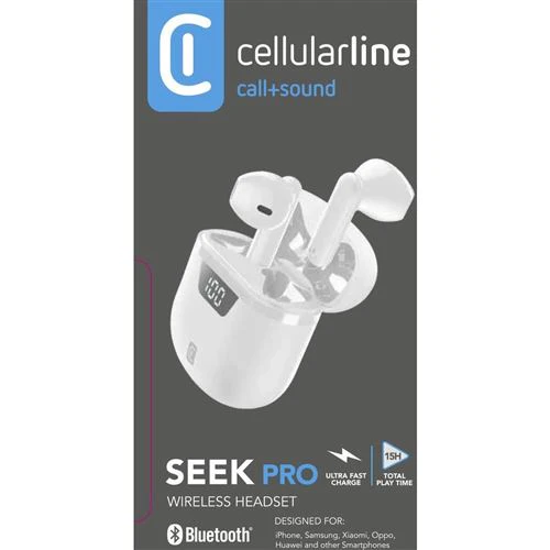 Auriculares Bluetooth Cellularline TWS Seek Pro Branco - Image 3