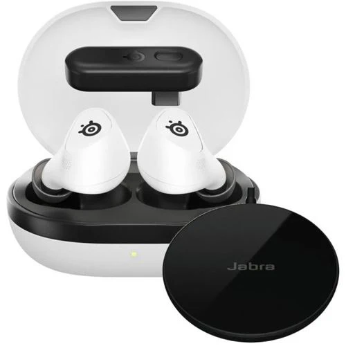 Auriculares Bluetooth Steelseries Arctis Gamebuds + Carregador Qi Wireless - Branco