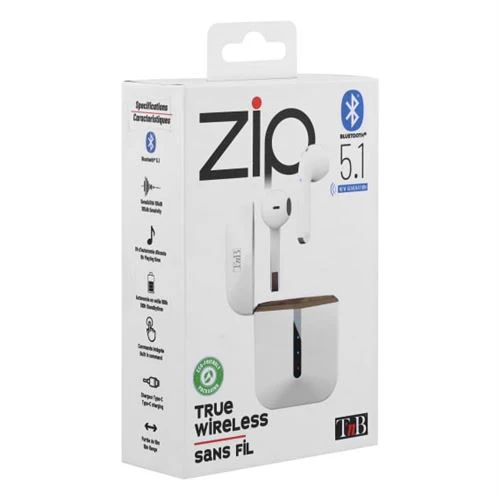 Auriculares Bluetooth T'nB TWS ZIP Branco - Image 4