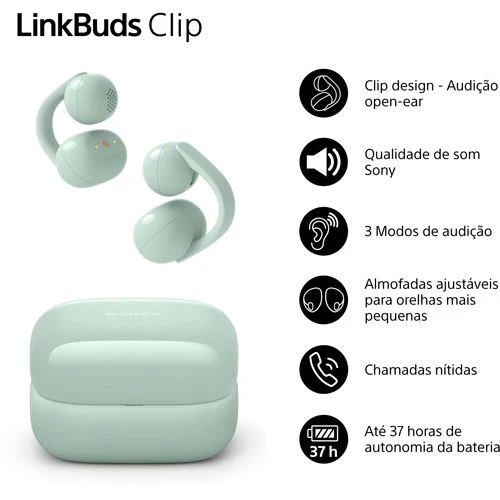 Auriculares True Wireless Bluetooth Sony LinkBuds Clip WF-LC900G - Verde - Image 2
