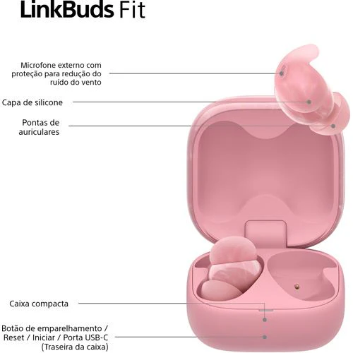Auriculares True Wireless Bluetooth Sony LinkBuds Fit WF-LS910NP NC - Rosa - Image 10