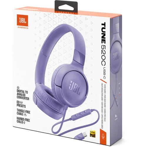 Auscultadores com Fio USB-C JBL Tune 520C - Púrpura - Image 10
