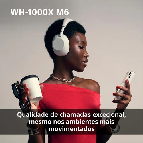 Auscultadores Noise Cancelling Bluetooth Sony WH-1000XM6P - Rosa Areia - Image 10