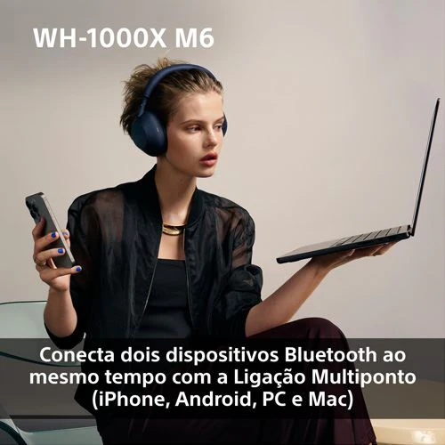 Auscultadores Noise Cancelling Bluetooth Sony WH-1000XM6P - Rosa Areia - Image 11
