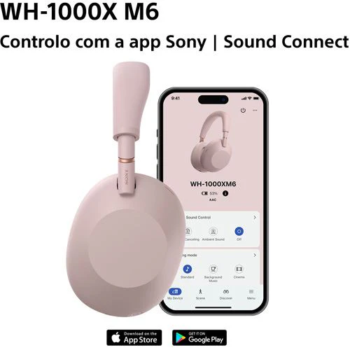Auscultadores Noise Cancelling Bluetooth Sony WH-1000XM6P - Rosa Areia - Image 12