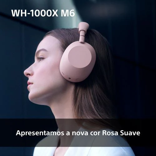 Auscultadores Noise Cancelling Bluetooth Sony WH-1000XM6P - Rosa Areia - Image 3