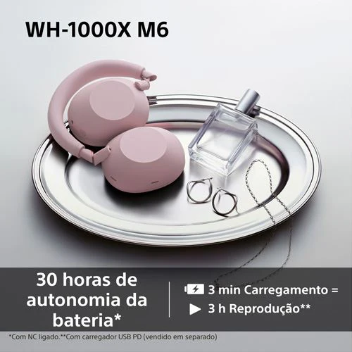 Auscultadores Noise Cancelling Bluetooth Sony WH-1000XM6P - Rosa Areia - Image 8