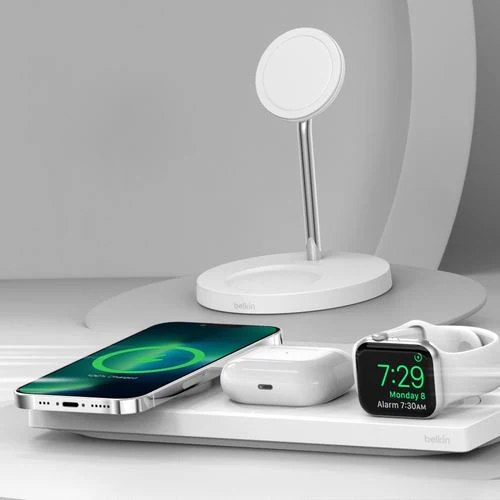 Base de Carregamento Belkin Sem Fio 3 em 1 MagSafe - Branco - Image 3