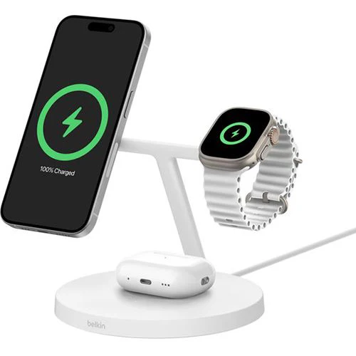 Base de Carregamento Wireless QI2 3 em 1 com MagSafe Belkin BOOST↑CHARGE Pro™ - Branca - Image 4