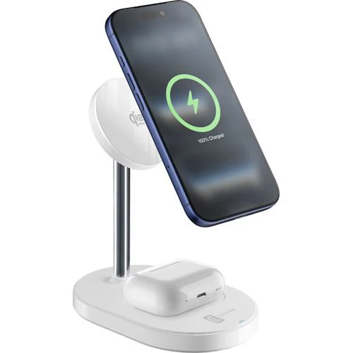 Base de Carregamento Wireless QI2 Cellularline Mag Duo 2 em 1 - Branco - Image 2