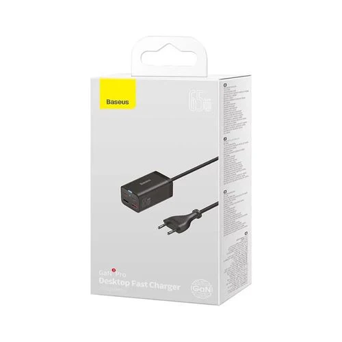 Carregador Gan3 Pro Fast Charging 2x USB +2x USB- C Baseus 65W - Preto - Image 5