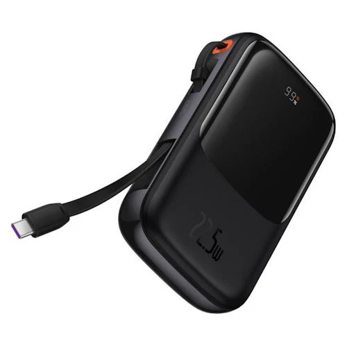 Powerbank Baseus QPOW Pro 10000 mAh USB-C/USB-A com Cabo Integrado - Preto - Image 4
